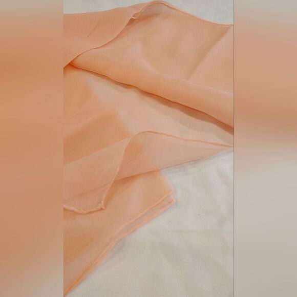 Free Vintage Silk Sheer Chiffon Scarf Peachy Pink - Picture 7 of 8